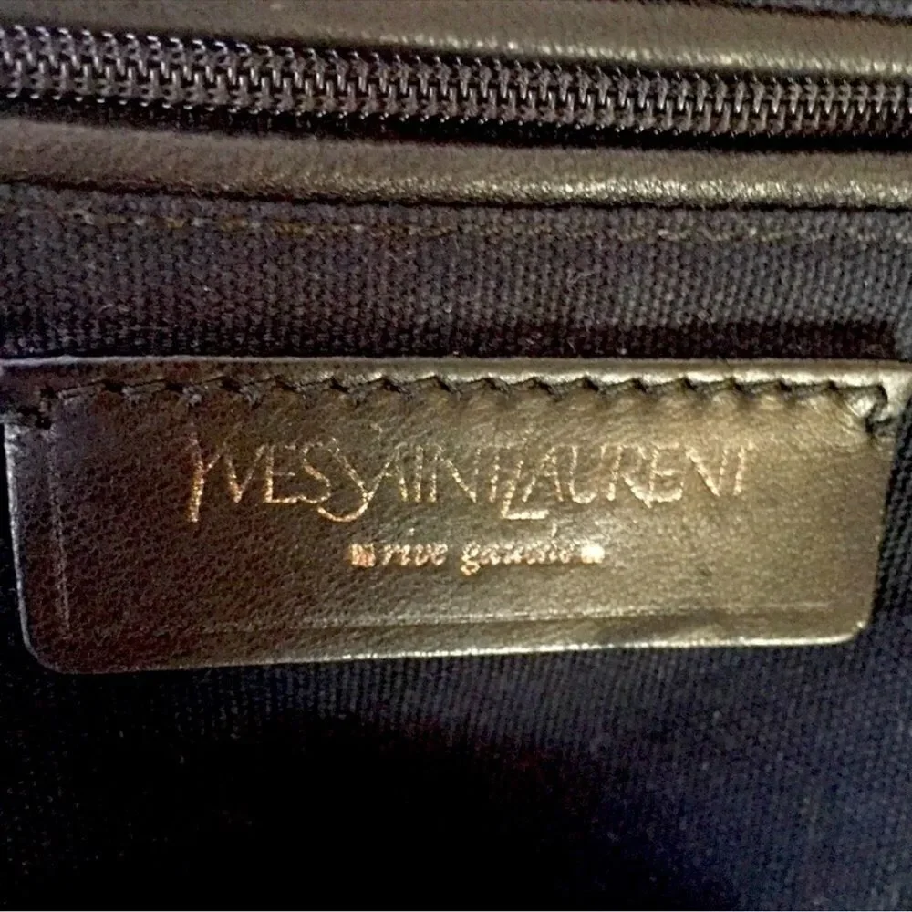 YSL Yves Saint Laurent Pebbled Leather Easy Shoulder Carry All Purse Bag LARGE - Picture 10 of 13